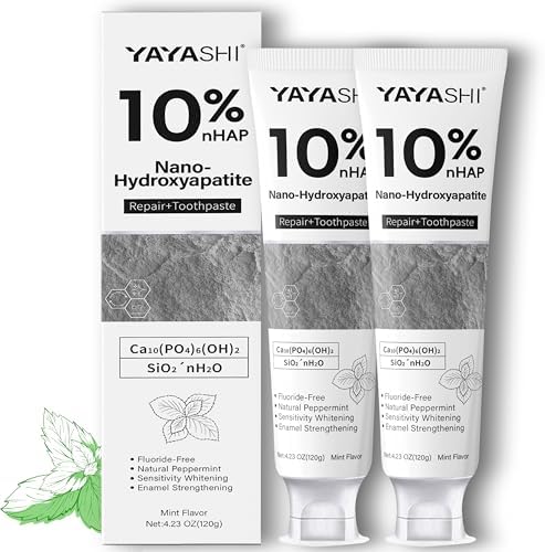 2PCS Hydroxyapatite Toothpastes 10%,Fluoride-Free Toothpaste, Gentle Mint, Fresh Breath, Daily Use for Oral Health 4.23oz (2pcs)
