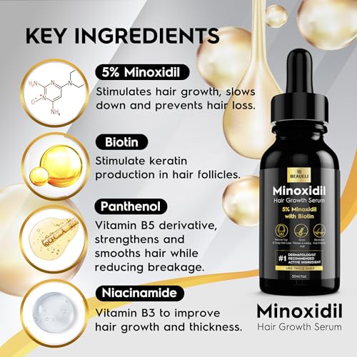 5% Minoxidil Hair Growth for Men and Women: Extra Strength Minoxidil Regrowth Treatment Serum for Thinning Hair Loss to Grow Thicker Fuller Faster 30ml 3Bottles