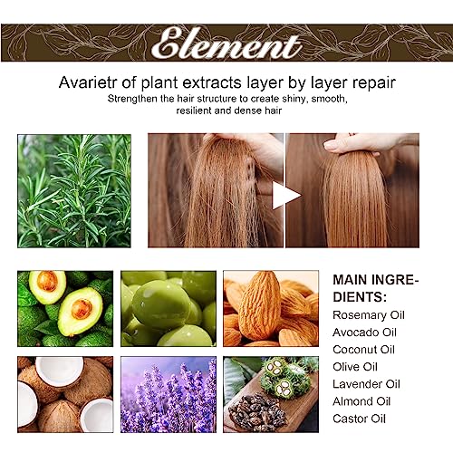 180 ML Eelhoe Hair Growth Oil, Carvenchi Natural Hair Growth Organic Rosemary Oil for Dry Damaged Hair and Growth Thin Hair.