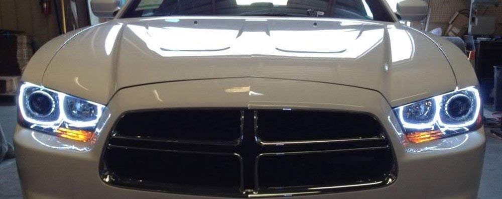 iJDMTOY 210-LED RGB Multi-Color LED Angel Eyes Halo Rings Compatible with Dodge 2011-2014 Charger Front Road Illuminating Lights w/Adjustable Setting