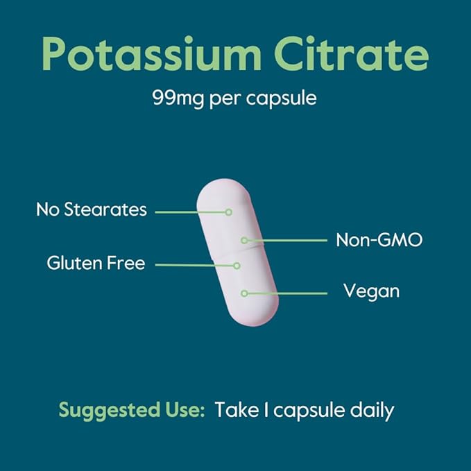 BESTVITE Potassium Citrate 99mg (240 Vegetarian Capsules) - No Stearates - Vegan - Gluten Free - Non GMO