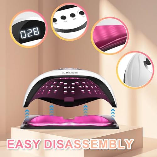320W UV LED Nail Lamp, Professional Nail Dryer Gel Polish Light with 72 Beads, UV Nail Light with 4 Timer Settings, Nail Polish Curing Gel LED Dryer with Automatic Sensor, LCD Display