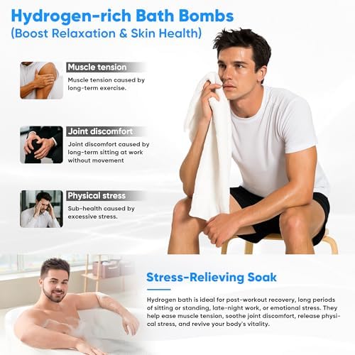 Hydrogen Bath Ball Tablets Bombs for Muscle & Stress Relief – H2 Molecular Hydrogen Bombs for Spa & Hydrogen-Rich Water Soaking, Reusable Design for Full Body, Foot, or Hand Bath-White
