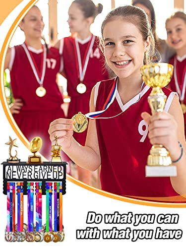 Biggun Metal Trophy and Medal Display Shelf- Easy to Install Medal Hanger Display with Trophy Shelf Medal Holder for Over 70 Running Race Wrestling Medals