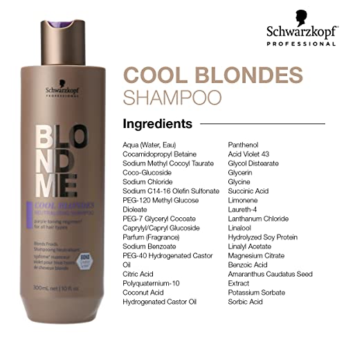 BLONDME Cool Blondes Neutralizing Shampoo – Moisturizing Hair Cleanser with Purple Toning Pigments – Neutralizes Yellow Tones and Brassiness in All Blonde Hair Types, 300ml