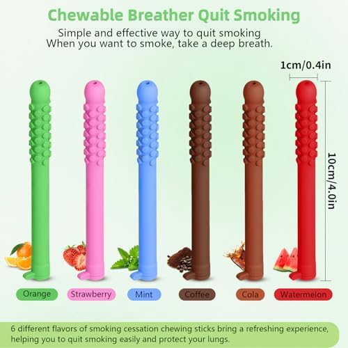 Chewable Essential Oil Breath Stick, Chewable Breather Quit, Portable Chewable Breather Sticks with Essential Oils, 6 Pack Health Chews Chewable Breather, Quit Smoking Chew Sticks(6 Pcs)
