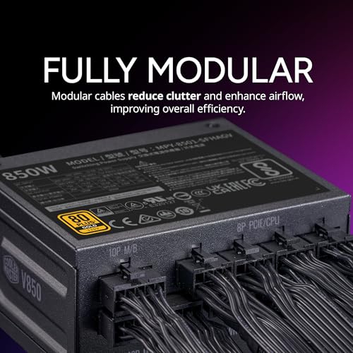 Cooler Master V850 SFX Gold ITX SFF Modular Power Supply, ATX 3.1 90° 12VHPWR|600W PCIe 5.1, 850W 80Plus Gold, Supports RTX 5080|RX 9070 XT, Customized Cable, 100mm|3.9", 10-Year
