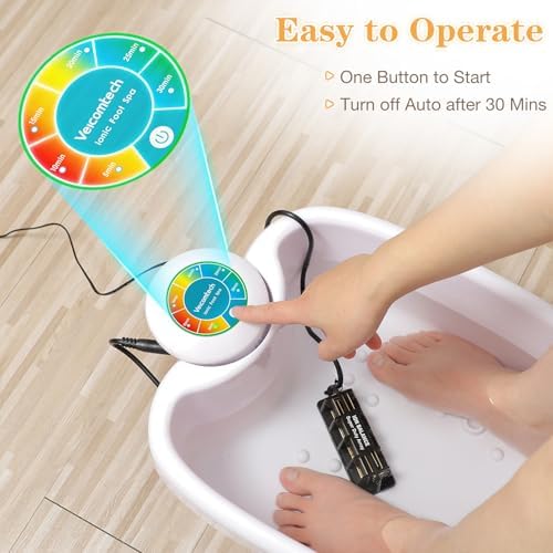 Ionic Foot Bath Detox Machine, Feet Detox Machine for Home Use Salon, an Ionic Foot Spa at Home with 2 Super Duty Arrays,Epsom Salt, 10 Basin Liners (Colorful)