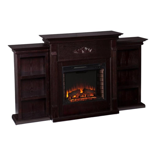 SEI Furniture Tennyson Bookcases Electric Fireplace, Espresso