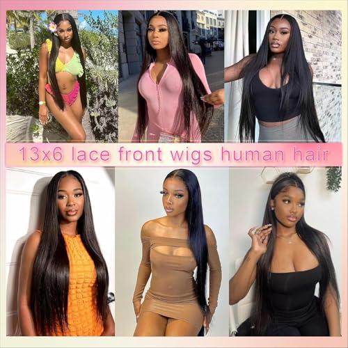 30 Inch 13x6 Lace Front Wigs Human Hair 180 Density Straight Human Hair Wigs Pre Plucked 13x6 HD Frontal Lace Straight Glueless Wigs Human Hair For Women