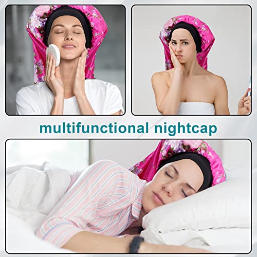 3 Pcs Long Satin Bonnet Sleep Cap,Extra Long Bonnet for Braids,Comfortable Braid Bonnet for Sleeping,Silk Bonnet for Women Dreadlocks,Long Hair,Soft Elastic Band (Black, Green, Red)