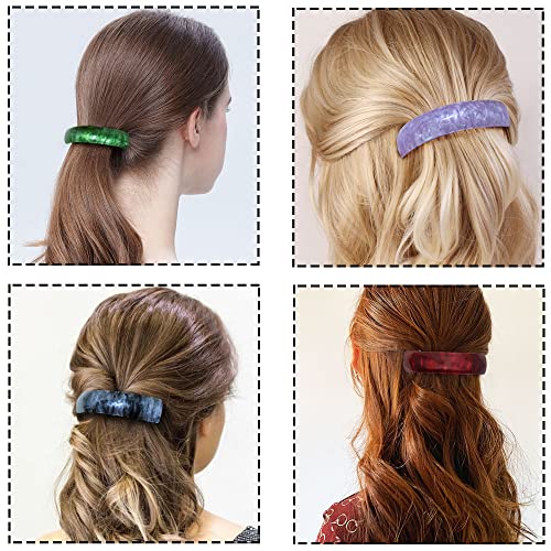 12pcs Retro Acrylic Hair Barrettes Automatic Large Hair Clip Elegant French Design Barrettes for Women Ladies (Retro Color)