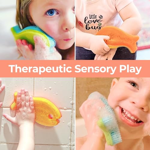 Innobaby Bathin' Smart Silicone Fish Bath Scrub, Aqua/Periwinkle