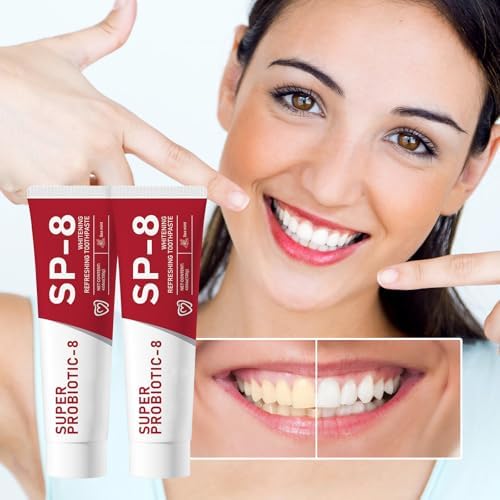 2pcs Sp-8 Probiotics Whitening Toothpaste Upgraded, New Version Fluoride-Free & Probiotic-Infused Formula, Ultra Fresh Mint for Deep Cleaning, Gum Care & Lasting Breath Fresh
