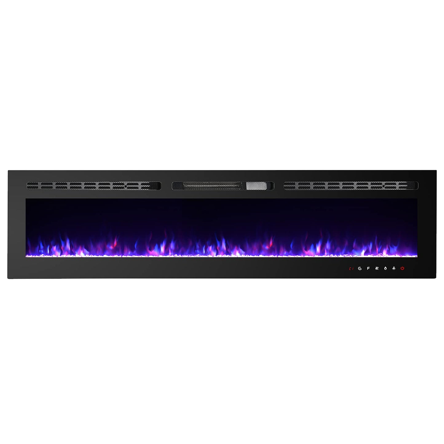 CharaVector 70 inch 750W/1500W Electric Fireplace Inserts with Remote Control in Wall Mounted, Energy Saving LED Insert Fireplace Heater Indoor Glass View with Remote Control & Touch Screen, Black