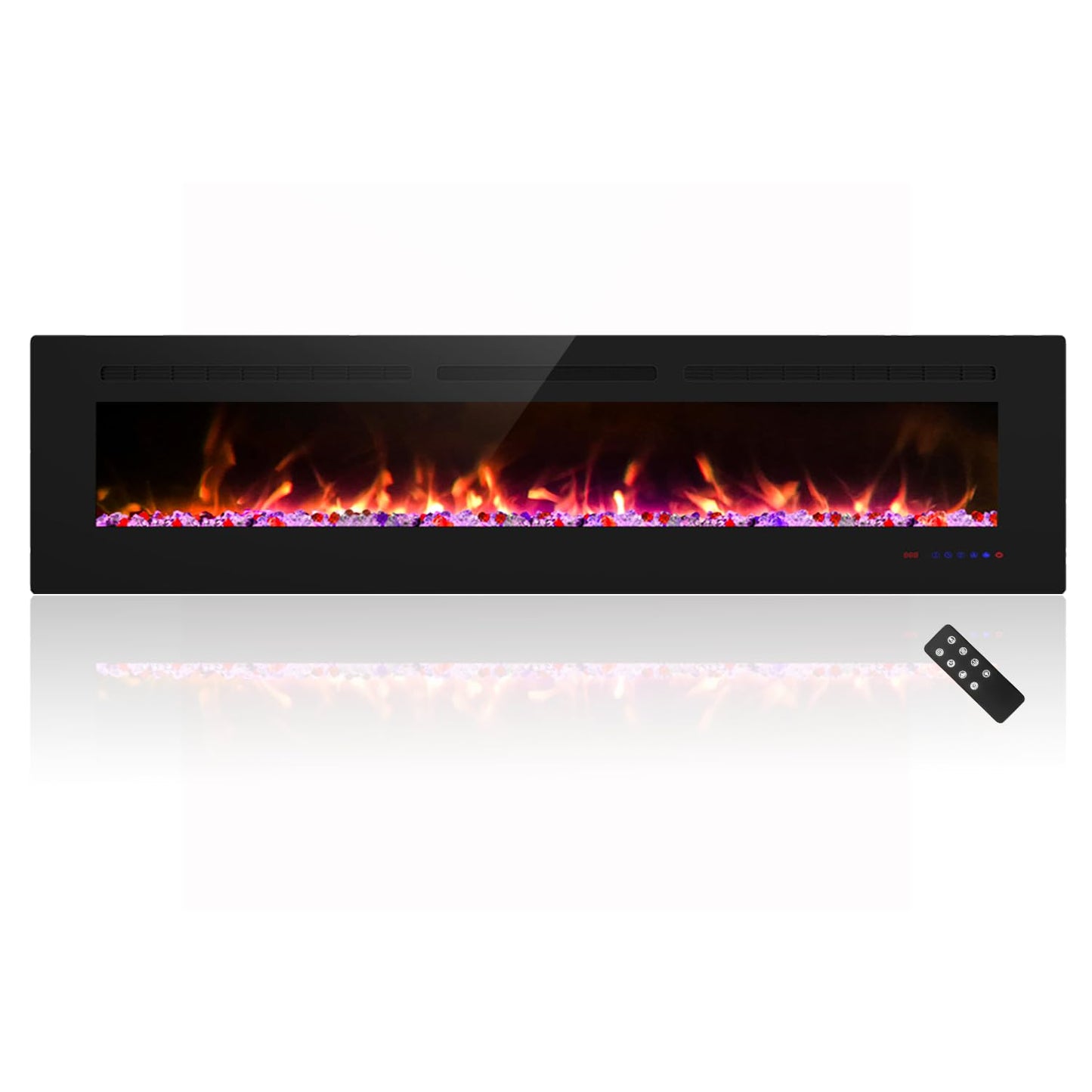 Cheerway 72 inch Ultra-Thin Electric Fireplace Heater, Wall Mounted & Recessed Electric Fireplace Insert, Linear Fireplace w/Thermostat, 13×13 Flame Color, Remote & Touch Control w/Timer, 750W/1500W