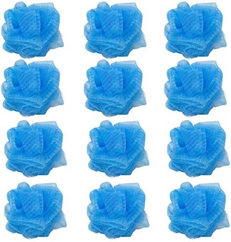 12 Blue Bath or Shower Sponge Loofahs Pouf Mesh Wholesale Bulk Lot