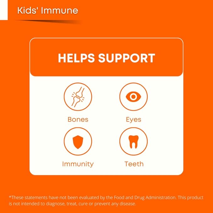 Sugar Free Kids Immune Daily Gummy Vitamins - Vegan, Non-GMO - Vitamin C Gummies for Kids Immune Support, No Artificial Sweeteners, Gluten-Free, Gelatin-Free, 60 Count (30 Day Supply)