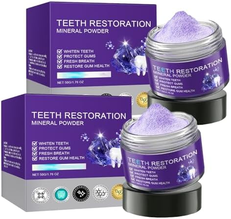 2PCS Purple Teeth Restoration Mineral Powder, Mineral Tooth Powder, Dental Restoration Mineral Effective in Strengthening Teeth and Gums for Daily Use