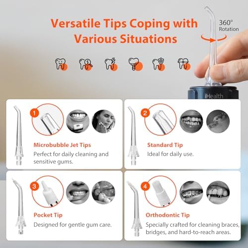 iHealth VESA Gentle Smart Water Flosser for Sensitive Teeth & Gums: Microbubble Deep Clean Technology, Smart Pressure Stabilization, IPX7 Waterproof with Travel-Friendly Design