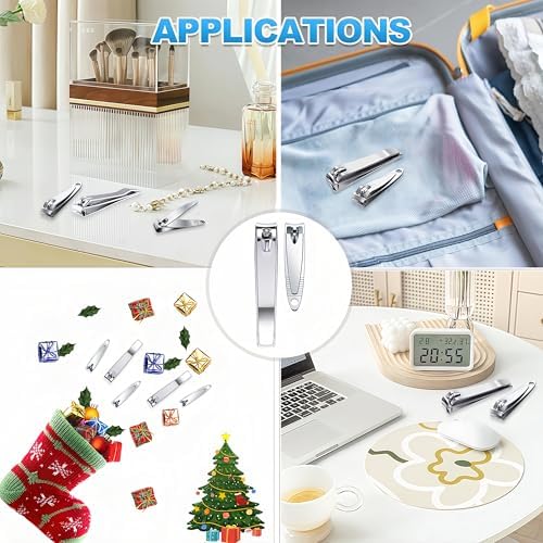 20-Pack Stainless Steel Fingernail & Toenail Nail Clippers Bulk Set - 12 Small + 8 Medium Size with Storage Pouch, Manicure Kit for Men/Women Travel, Gifts, Homeless Care Supplies