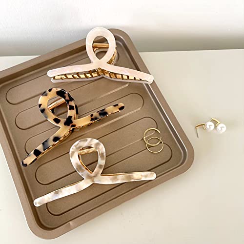 Big Butterfly Claw Hair Clips for Women - 4.5" Acetate & Metal Hair Accessories for Long, Thick Hair (3 Pcs)