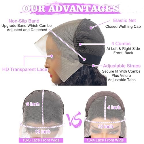 250% Density 13X6 30 Inch Deep Wave Lace Front Wigs Human Hair Curly Wig Wet and Wavy HD Lace Front Wig Pre Plucked Frontal Wigs