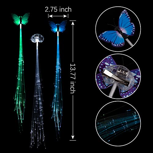 15 Pack Led Light Up Fairy Hair Accessories Braid Extension Clips for Women Girls, Glow in the Dark Party Favors Supplies Neon Rave Accessories Wig for Festival Halloween Christmas Birthday