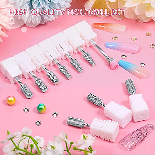 Honoson 10 Pcs Nail Drill Bits Set, 3/32 Inch Cuticle Tungsten Carbide Bits for Nail Tech, File Remove Acrylic Gel Polish, Manicure Pedicure Tools for Salon Home Supplies(Silver)