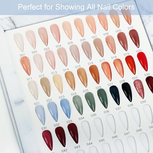 160 Nail Color Book,with 240 Nail Tips & 1-200 Number Stickers Labels,Professional Color Swatches Book for Polish UV Gel(White)