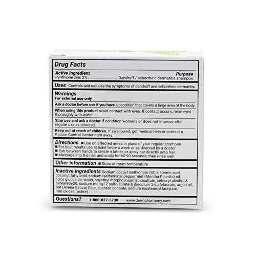 2% Pyrithione Zinc Shampoo Bar for dandruff and seborrheic dermatitis - Fragrance Free (4 Oz)