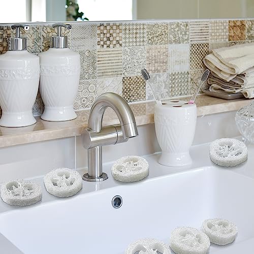 Bokon 120 Pcs Natural Loofah Slices for Soap Making Bulk Reusable Natural Loofah Sponge Organic Exfoliating Bath Shower Luffa Small Scrubber, Bright White
