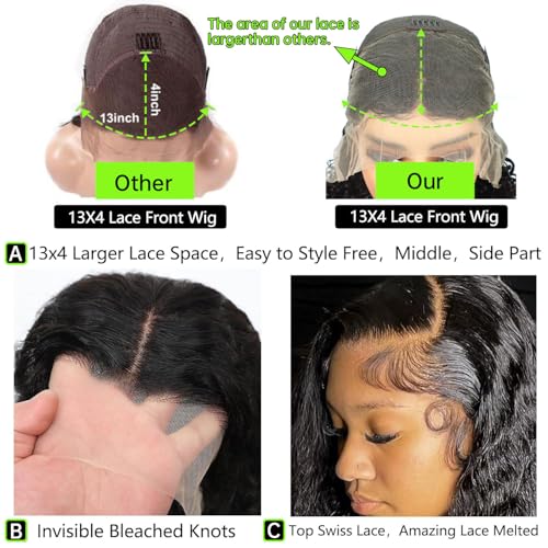 16 Inch Bob Wig Human Hair 200% Density Deep Wave Lace Front Wigs Human Hair for Women Pre Plucked Wet and Wavy Short Bob Wigs 13x4 HD Lace Frontal Wig 100% Virgin Human Hair Burmese Curly