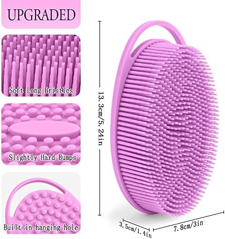 3 Pack Silicone Exfoliating Loofah, Soft Silicone Body Scrubber Fit for Sensitive Skin, Clean and Sanitary Rapid Foaming