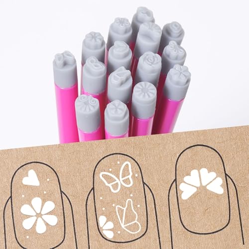 15pcs Nail Art Stamp Pen Set for Women, including Flower Stamp Pen, Stamper with Various Patterns, and Dotting Tools, a DIY Kit for Nail Art.