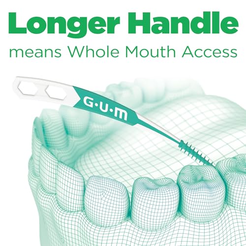 GUM Soft-Picks Advanced, Easy to Use Dental Picks for Teeth Cleaning and Gum Health, Disposable Interdental Brushes with Convenient Carry Case, Dentist Recommended Dental Picks, 90ct (4pk)