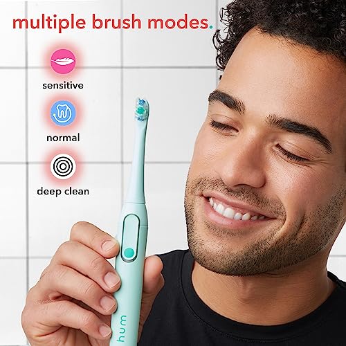 hum by Colgate Smart Electric Toothbrush Kit, Rechargeable Sonic Toothbrush with Travel Case & Bonus Replacement Brush Head, Teal(Discontinued/no refill heads available)