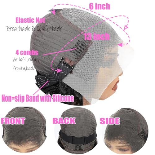 13x6 Deep Wave Lace Front Wigs Human Hair 180 Density, 30 Inch Curly Lace Frontal Wig Human Hair Pre Plucked with Baby Hair (30inch, 13x6 Curly Wig)