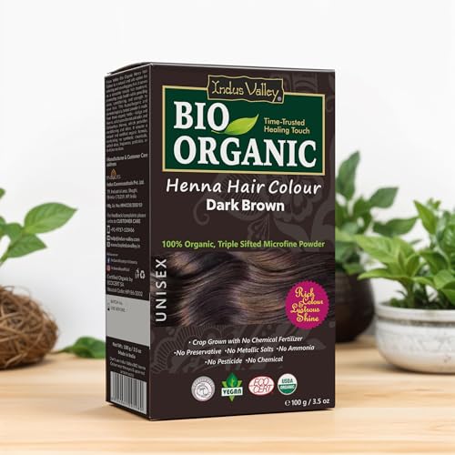 Indus Valley Bio Organic Natural Henna Powder For Hair Dye Dark Brown- 3.5 Oz