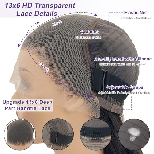 32 Inch 13x6 Body Wave Lace Front Wigs Human Hair 200 Density HD Transparent Lace Frontal Human Hair Wig for Black Women Glueless Wigs Human Hair Pre Plucked With Baby Hair