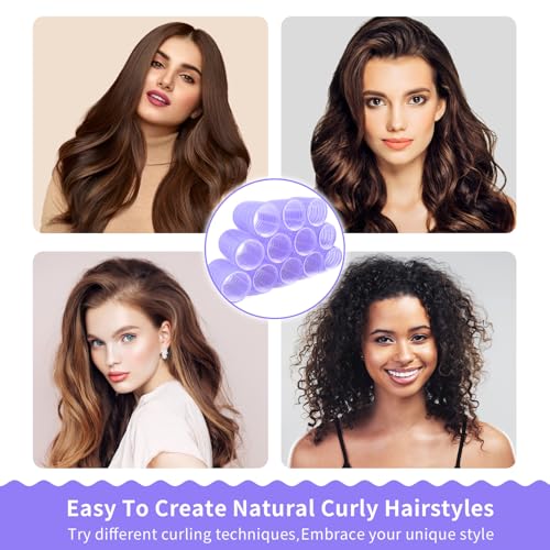 Hair Rollers Large Small 50PCS Set, 36PC Large Medium Small Hair Rollers for Volume Curlers with 12PC Clips 1 Tail Comb and 1 Folding Brush Comb for Short Medium Blowout Look Long Hair