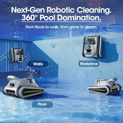 Nepturox Cordless Robotic Pool Cleaner, Pool Vacuum 180W Brushless Motor, 45000Pa Suction, Wall & Waterline Climbing, Auto Path Mapping, for Inground & Above-Ground Pools up to 2150 Sq. Ft.