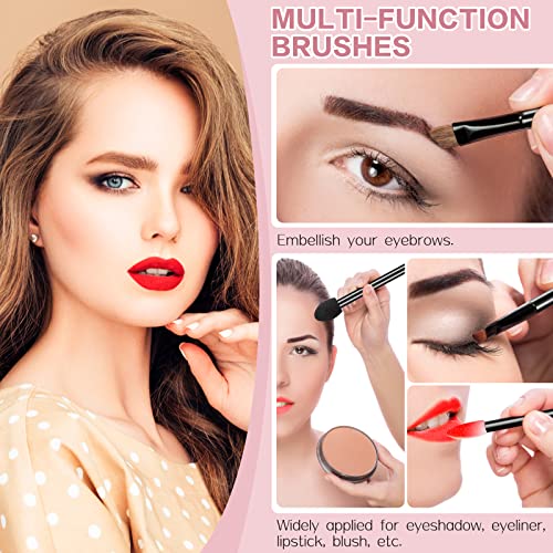 250 Pieces Disposable Eyebrow Brushes Makeup Brush Set, 100PCS Angled/Round Eyebrow Brushes 50PCS Double-End Eyeshadow Brushes, 100PCS Lip Brushes for Women Girls Salon Beauty Cosmetic Make up Tool