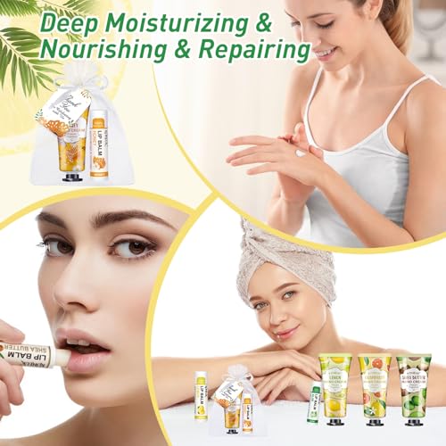 36 Pack Hand Cream Bulk and Lip Balm Bulk Sets, Bridesmaid Gifts, Thank You Gifts and Bridal Shower Gifts for Guests with Thank You Card Organza Bags, Birthday Gifts, Bulk Gifts, Small Gifts for Women