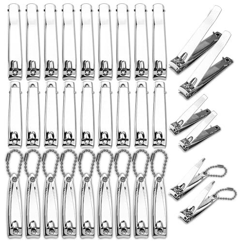 Individually Wrapped Nail Clippers in Bulk Stainless Steel Fingernail Clippers, Sturdy Thick Toenail Clippers Mini Men Women Nail Tip Toenails Cutter Trimmer (3.07, Count, 30)