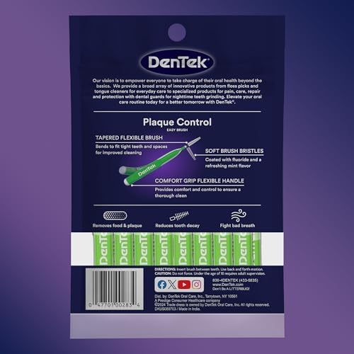 DenTek Easy Brush Plaque Control Interdental Cleaners, Tight, 16 Count, 6 Pack