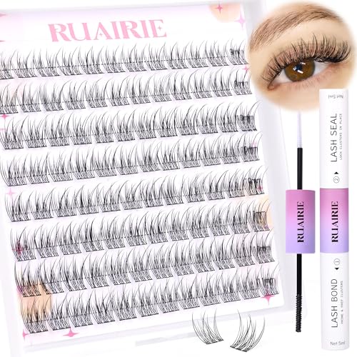 Lash Extension Kit Wispy Lash Clusters Kit Natural Eyelash Extension Kit 9-11MM CD Curl Eyelash Clusters Kit Short Cluster Lashes Kit DIY Individual Lashes Kit with Bond and Seal by Ruairie