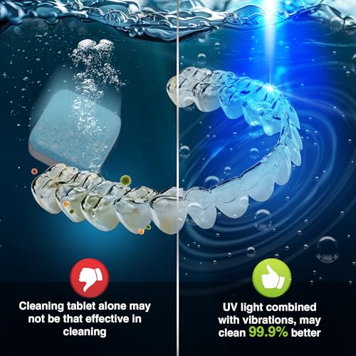 GuruNanda Retainer & Aligner Cleaning Pod for Retainers, Dentures, Mouthguards, Aligners, & Jewelry, 3 Modes, 45kHz Ultrasonic Retainer Cleaner, 190 ml capacity