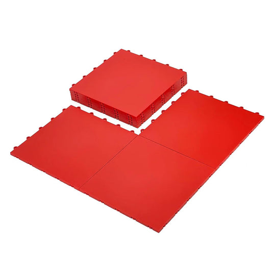 InOut Flooring 8 Red Tiles - High Durability Colored Flooring Tiles - Interlocking Versatile Training Surface - Roller Skate Indoor&Outdoor, Dance Floor Tiles, Basketball Tiles, Multi Sports Floor