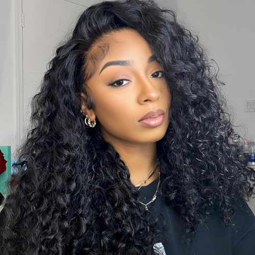 ISEE Half Wig Human Hair Water Wave Human Hair Glueless Wigs Seamless Clip Ins Flip Over Wear Go Wig Invisible Hairline Beginner Friendly 20 Inch